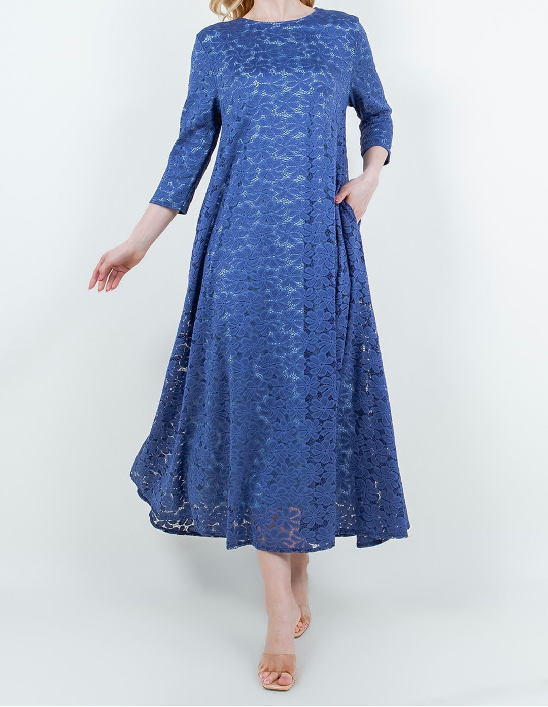 Liza Lou's Fancy Blue Lace Long Dress