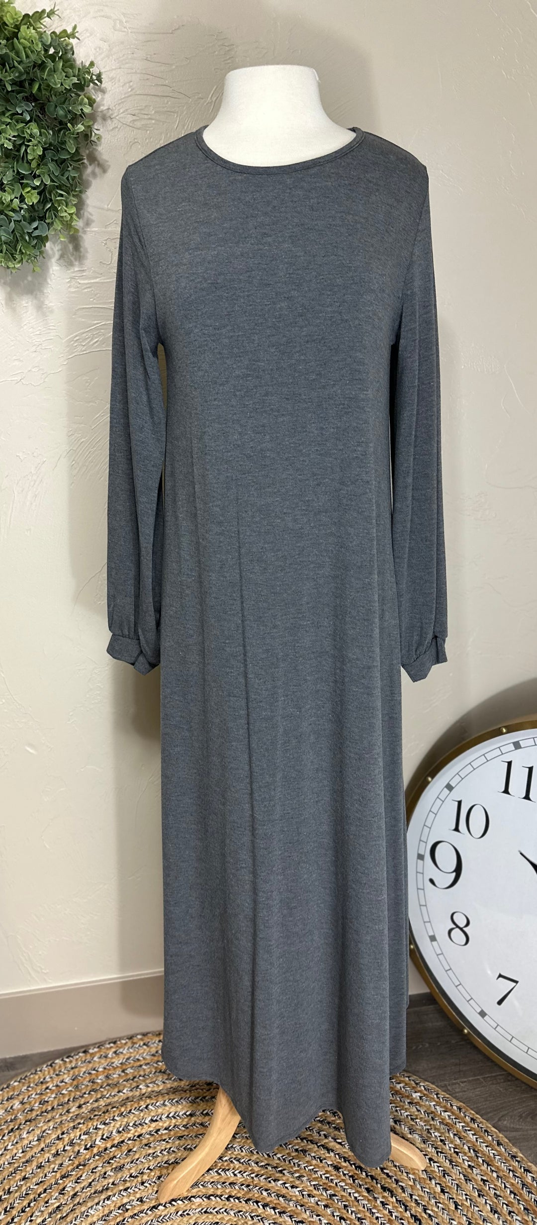 Liza Lou's BomBom Flowy Gray Comfortable Dress