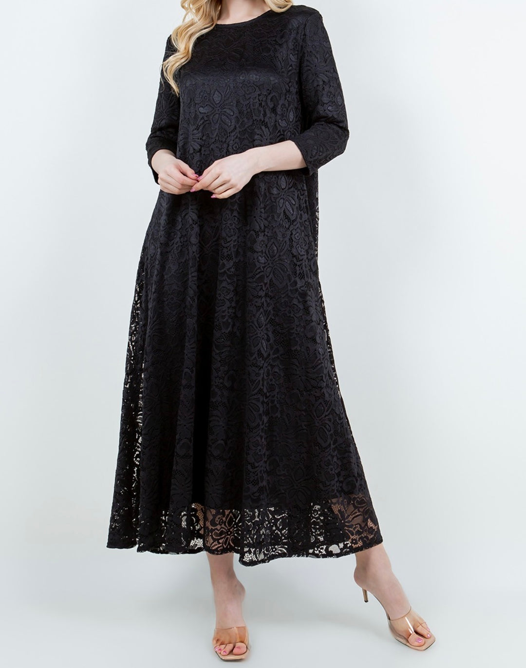 Liza Lou's Fancy Black Lace Long Dress