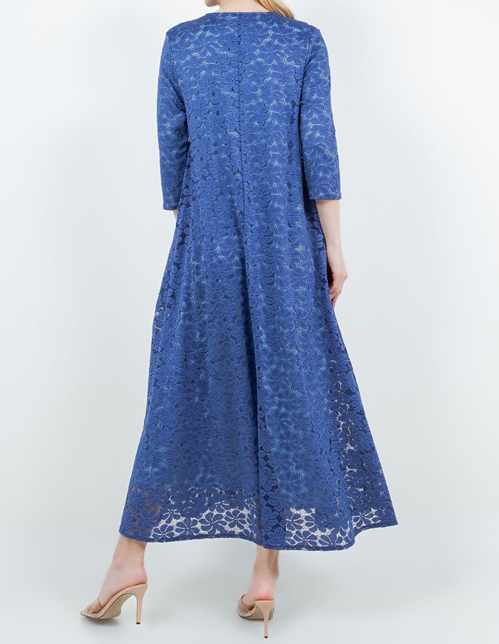 Liza Lou's Fancy Blue Lace Long Dress