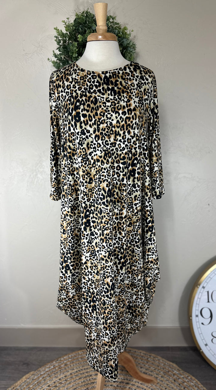 Poliana Animal Print Long Maxi Bubble Modest Dress