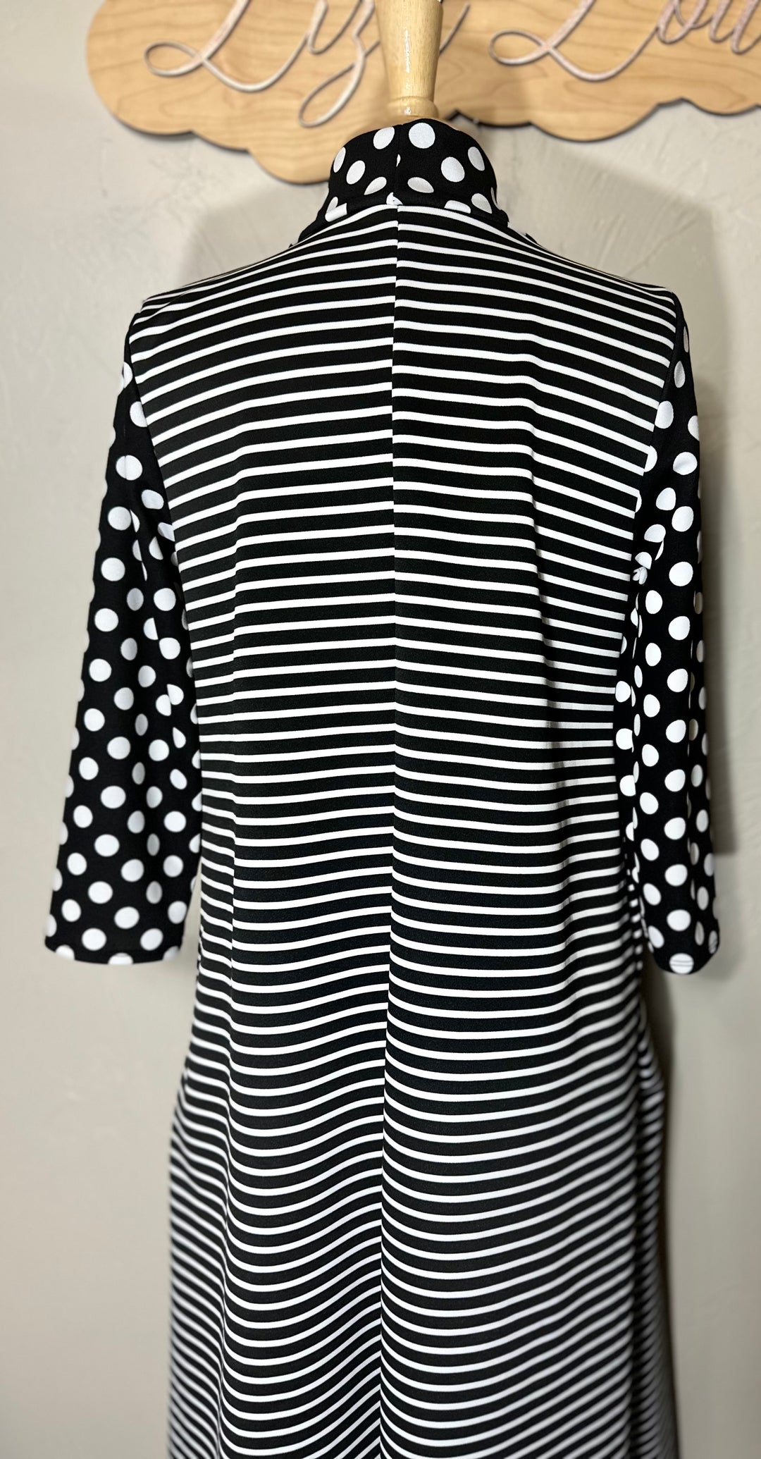 Liza Lou's Park View Striped dress with Polka Dot Contrast