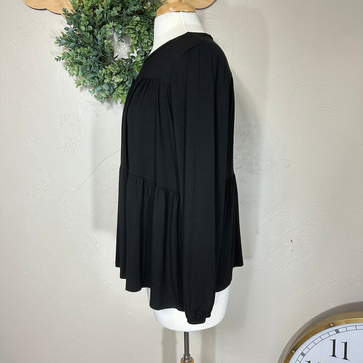 Women's Tiered Black Modest Top