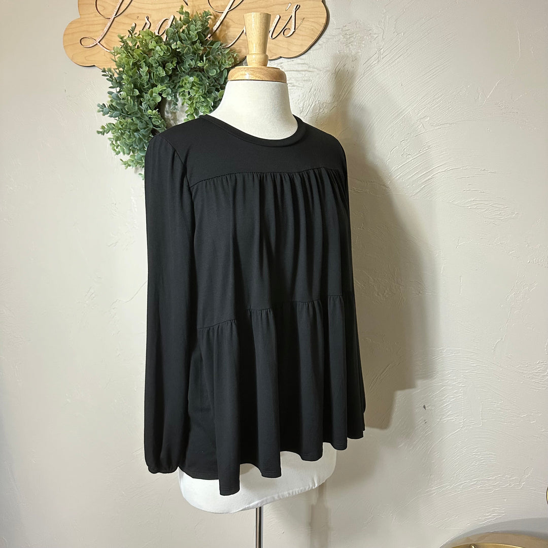 Women's Tiered Black Modest Top