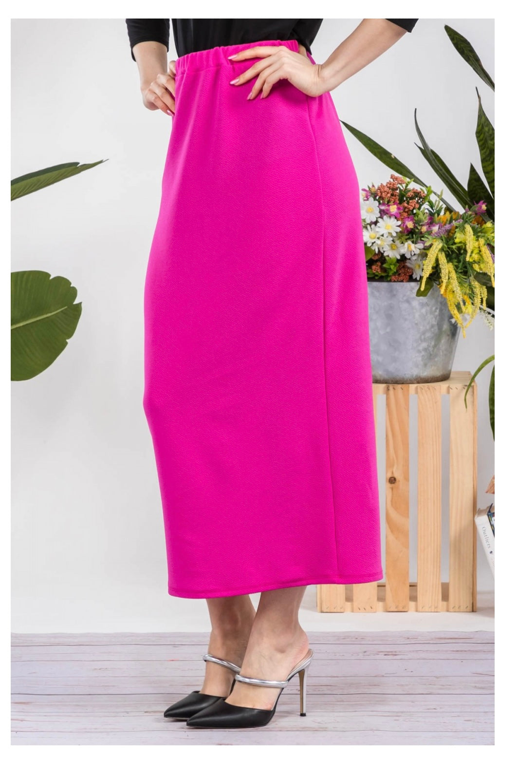 Liza Lou's Long Fuchsia Magenta Pink Liverpool Skirt