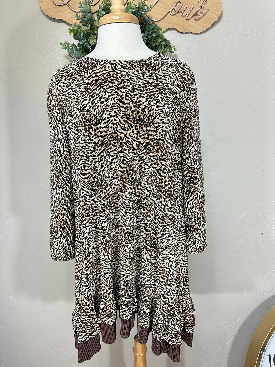 Women's Bodre Textured Animal Print Brown Tunic