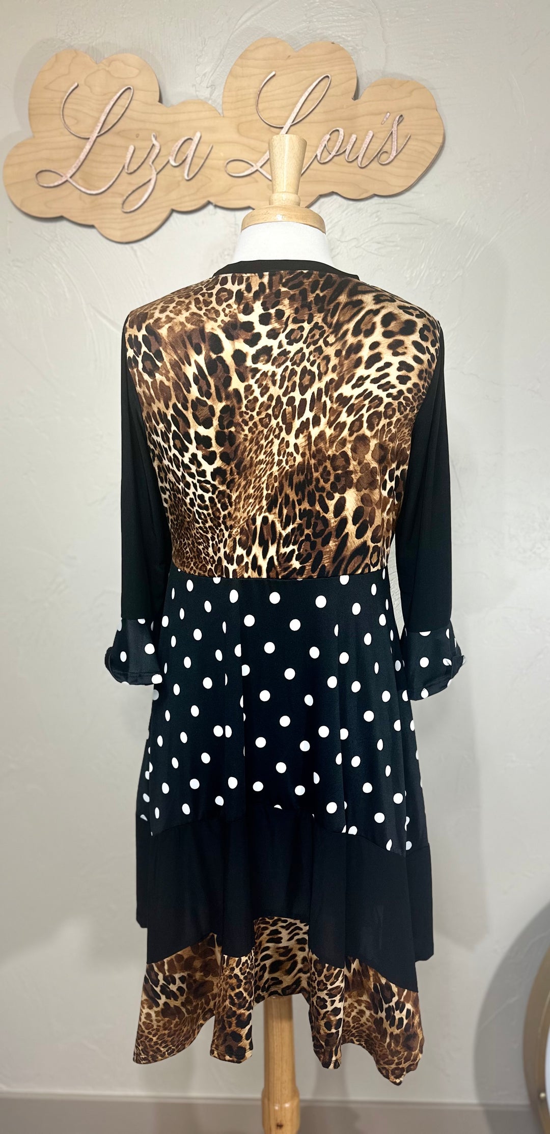 Bella Asymmetrical Polka Dot with Animal print Design Modest Top