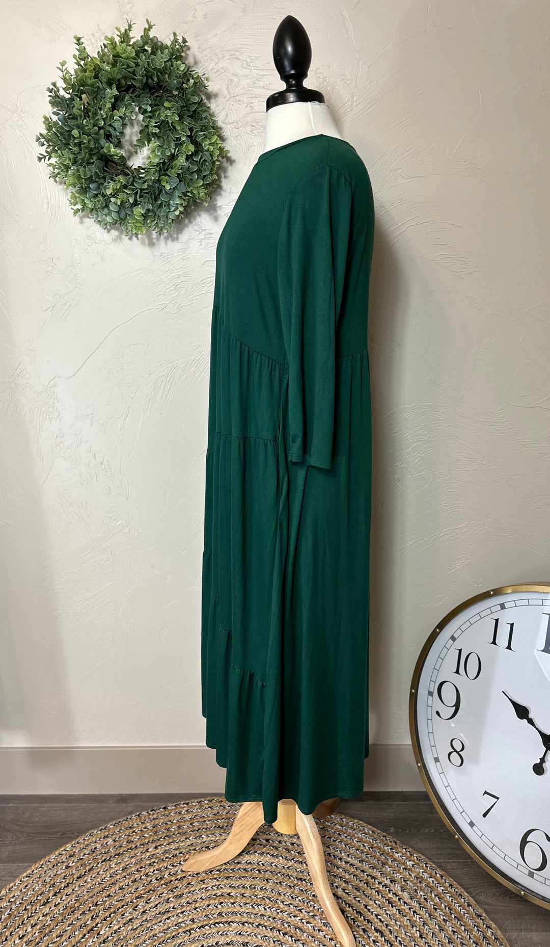 Liza Lou's Hunter Green Asymmetric Tiered Dress