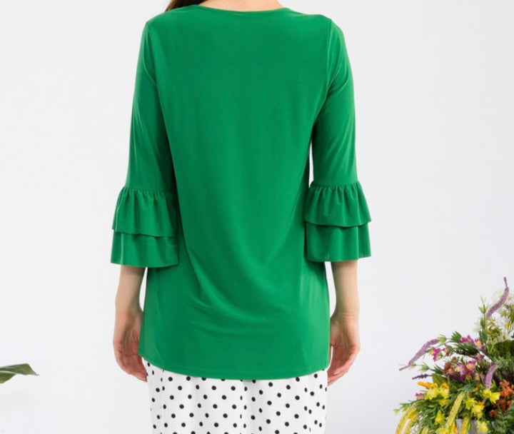 Sonika Solid Layering Modest Tops with Ruffled Non Slip Sleeves