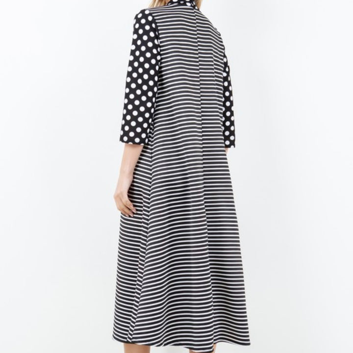 Liza Lou's Park View Striped dress with Polka Dot Contrast