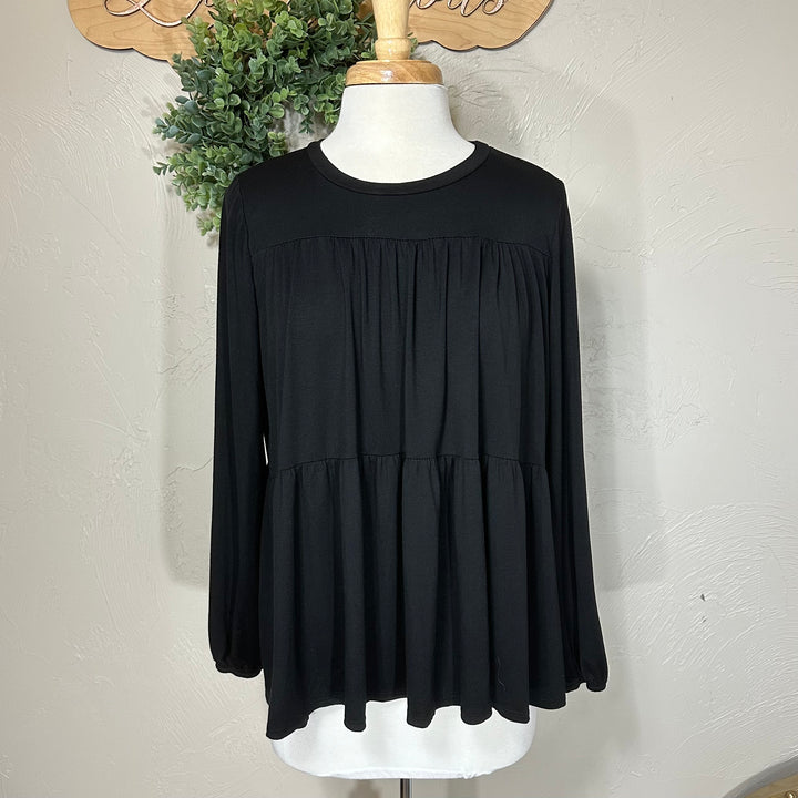 Women's Tiered Black Modest Top