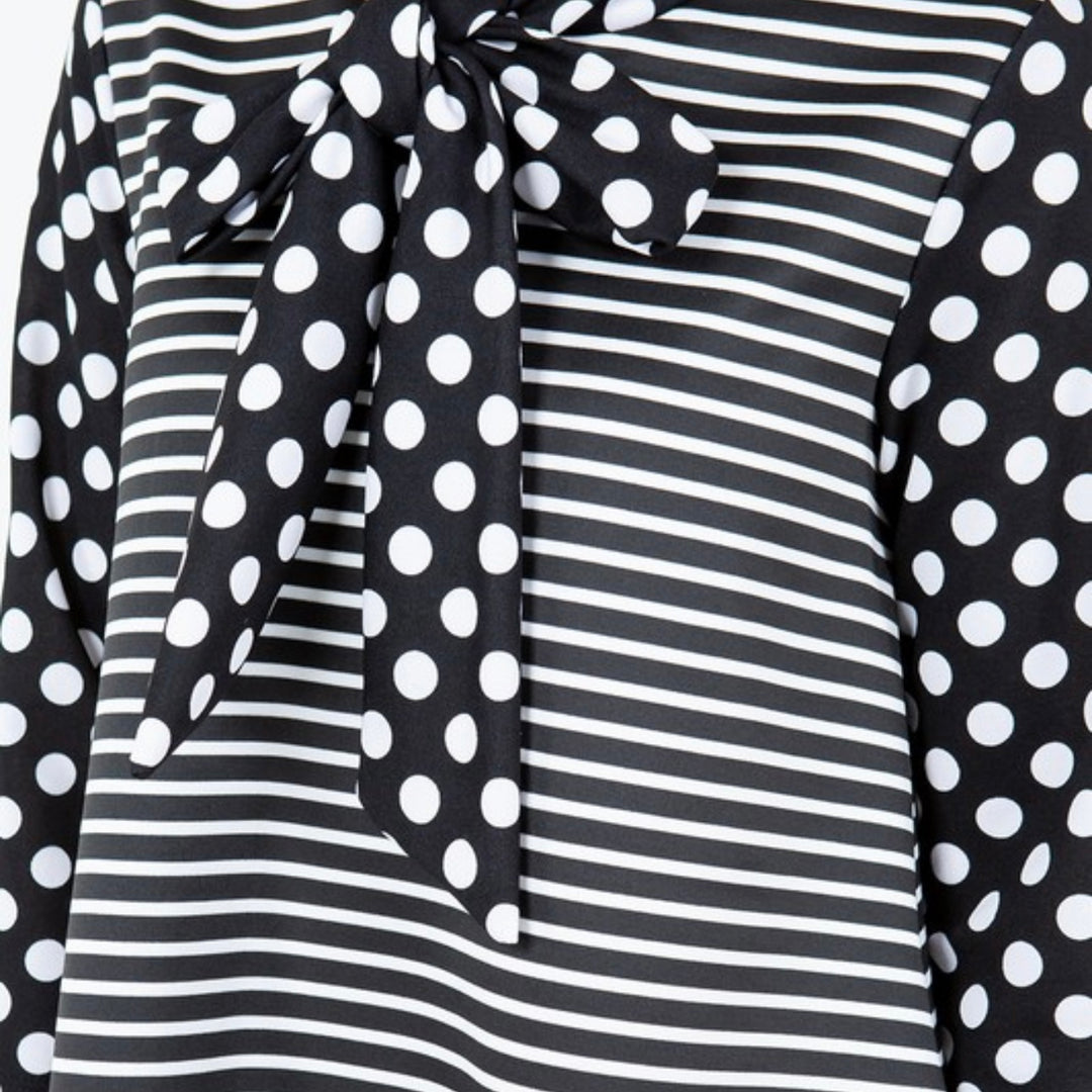 Liza Lou's Park View Striped dress with Polka Dot Contrast