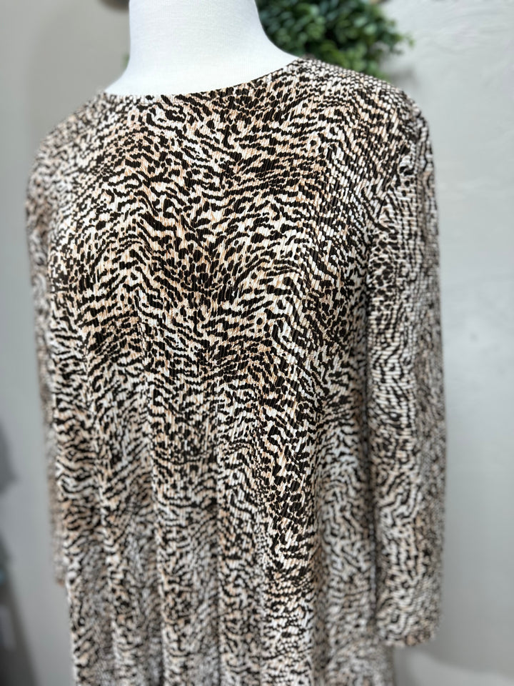 Women's Bodre Textured Animal Print Brown Tunic