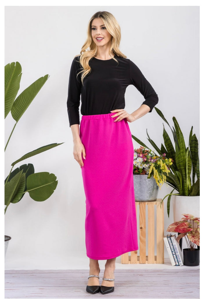 Liza Lou's Long Fuchsia Magenta Pink Liverpool Skirt