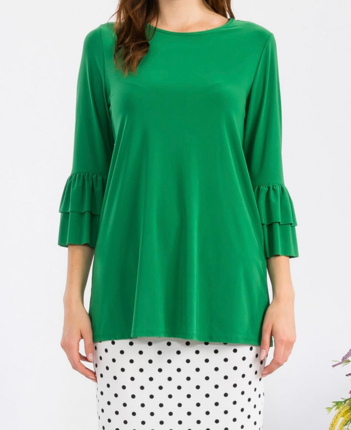 Sonika Solid Layering Modest Tops with Ruffled Non Slip Sleeves