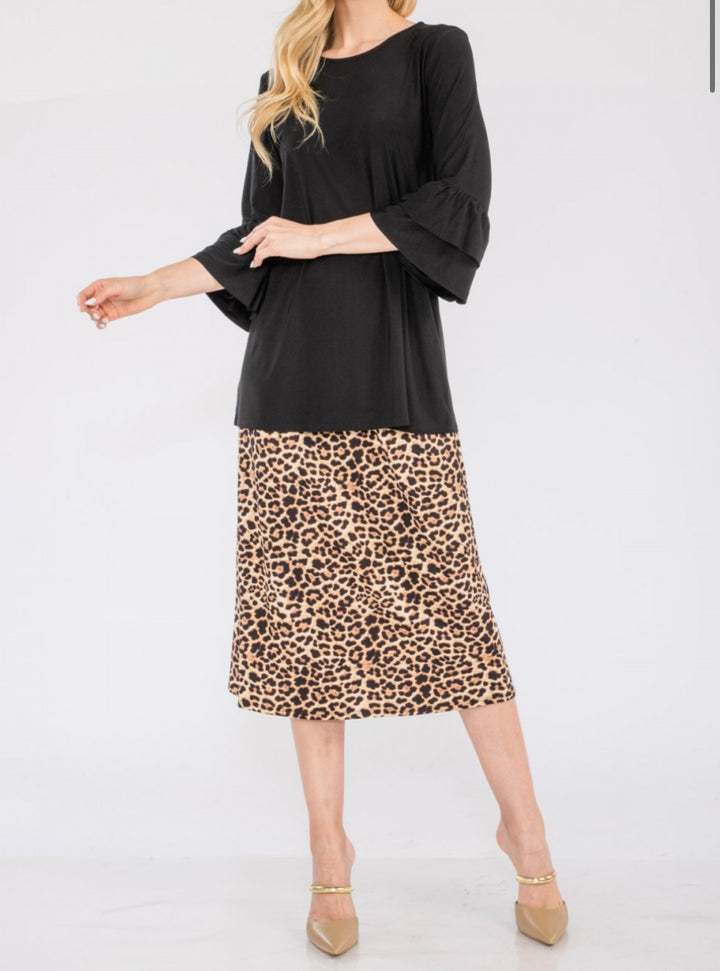 Sonika Solid Layering Modest Tops with Ruffled Non Slip Sleeves