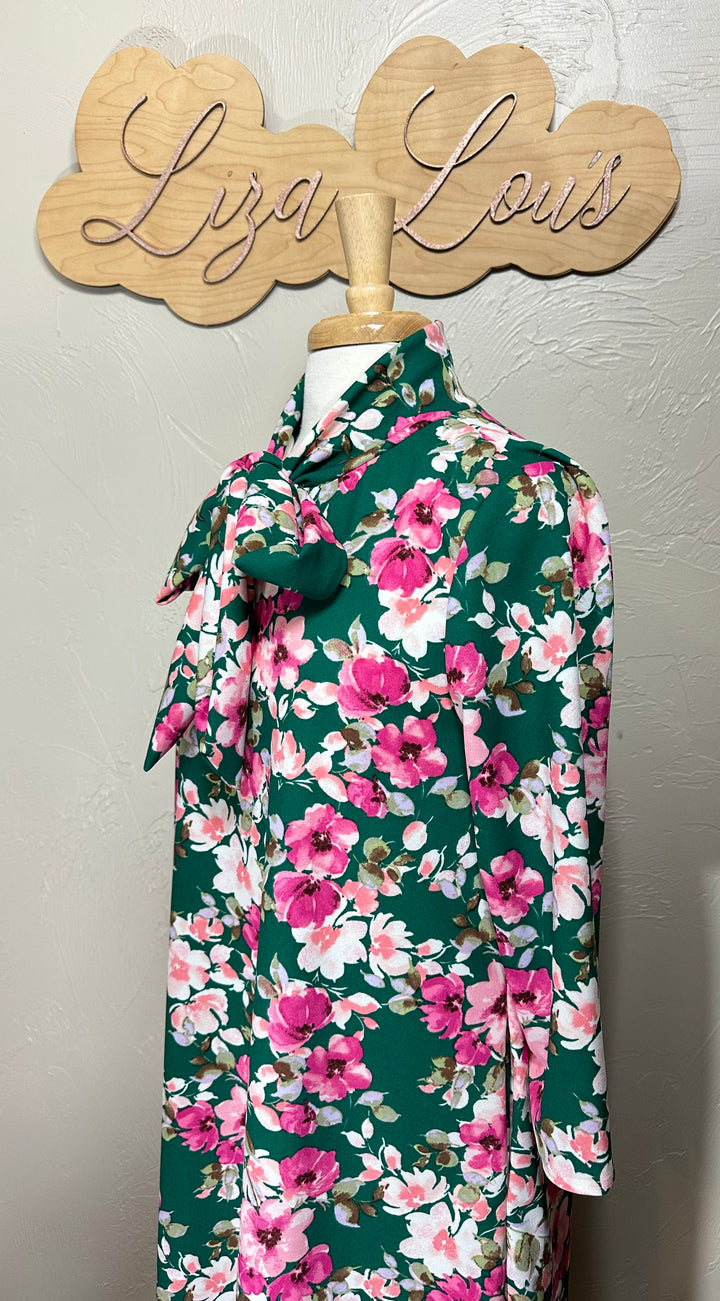 Liza Lou's Park View Green with Pink Floral Dress