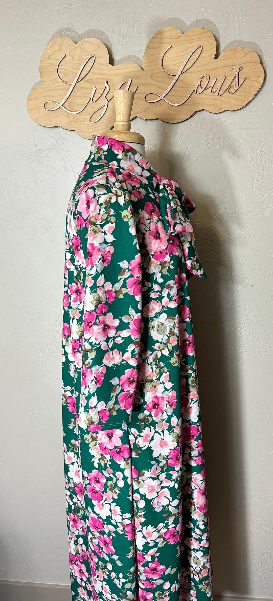 Liza Lou's Park View Green with Pink Floral Dress