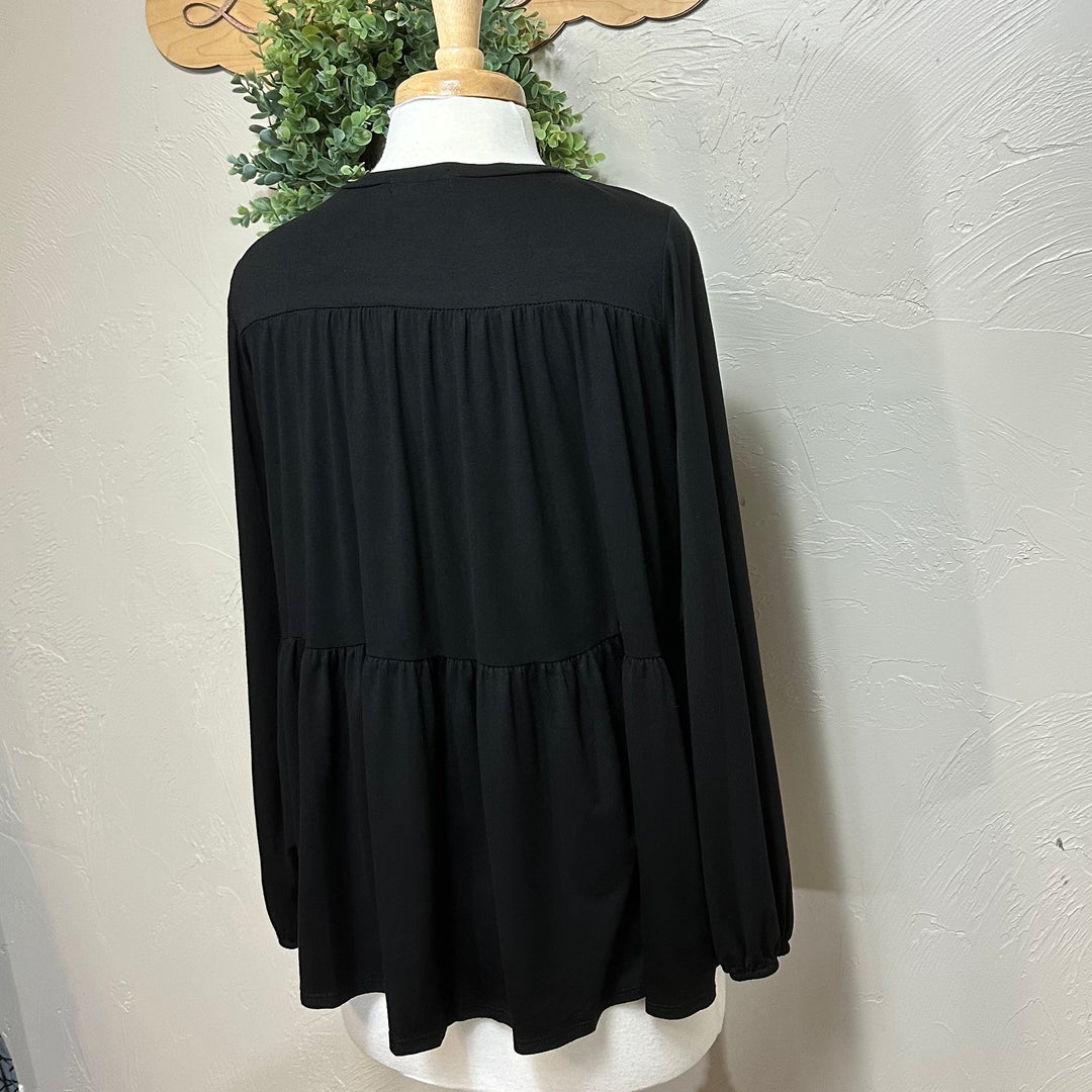 Women's Tiered Black Modest Top