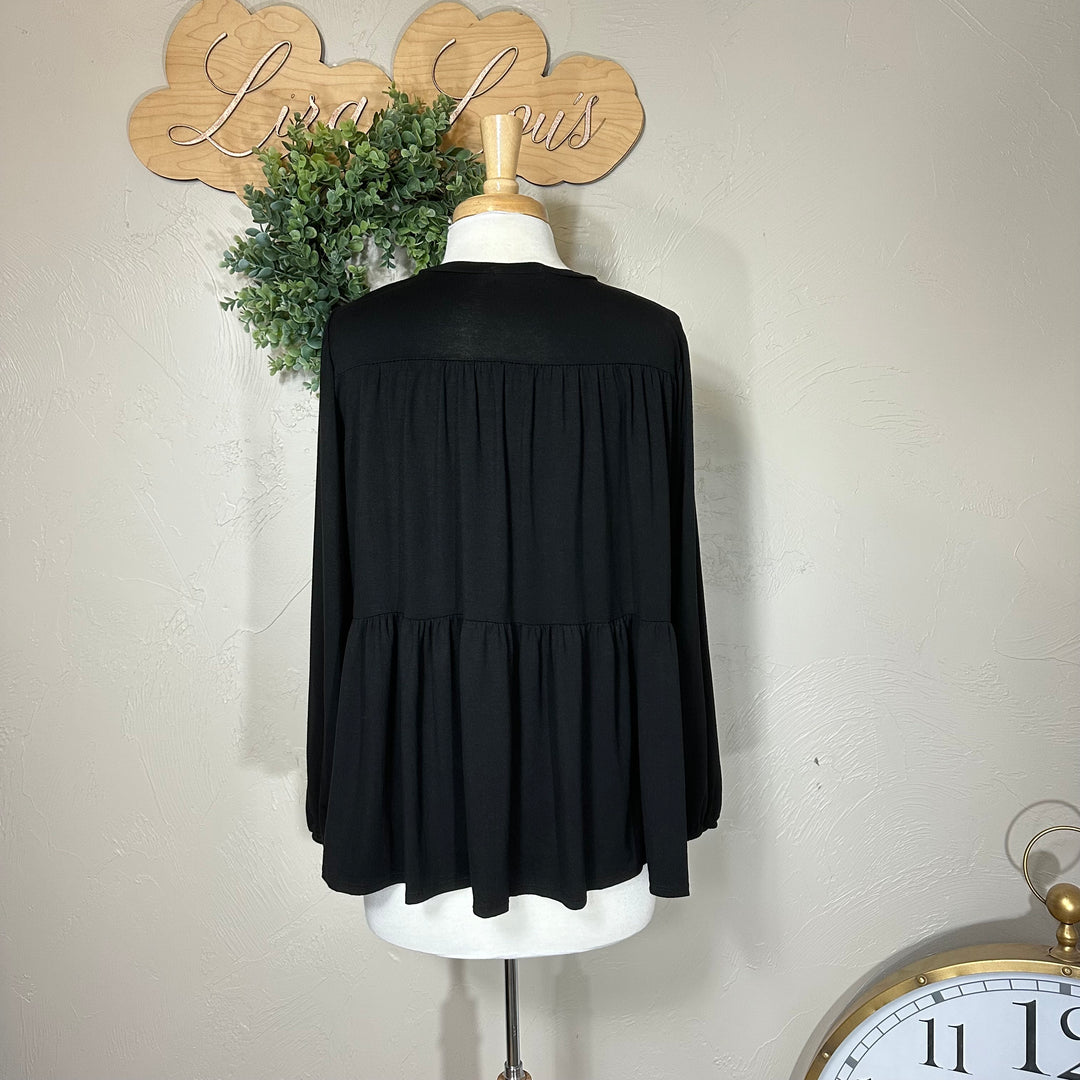 Women's Tiered Black Modest Top