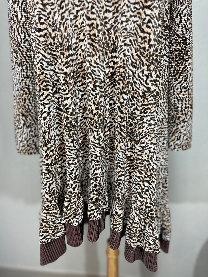 Women's Bodre Textured Animal Print Brown Tunic