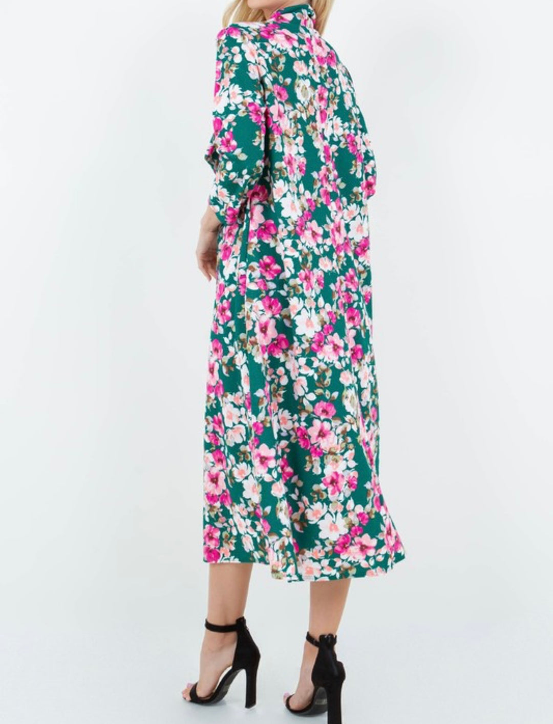 Liza Lou's Park View Green with Pink Floral Dress