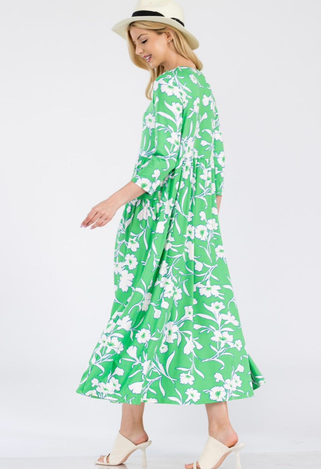 Women's Modest Dress Green Tiered Dress