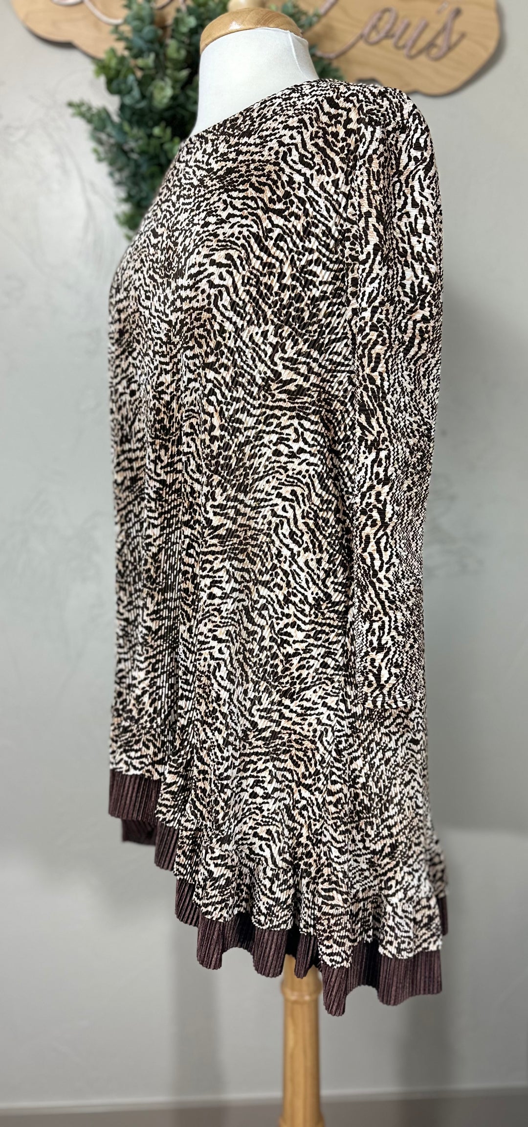 Women's Bodre Textured Animal Print Brown Tunic