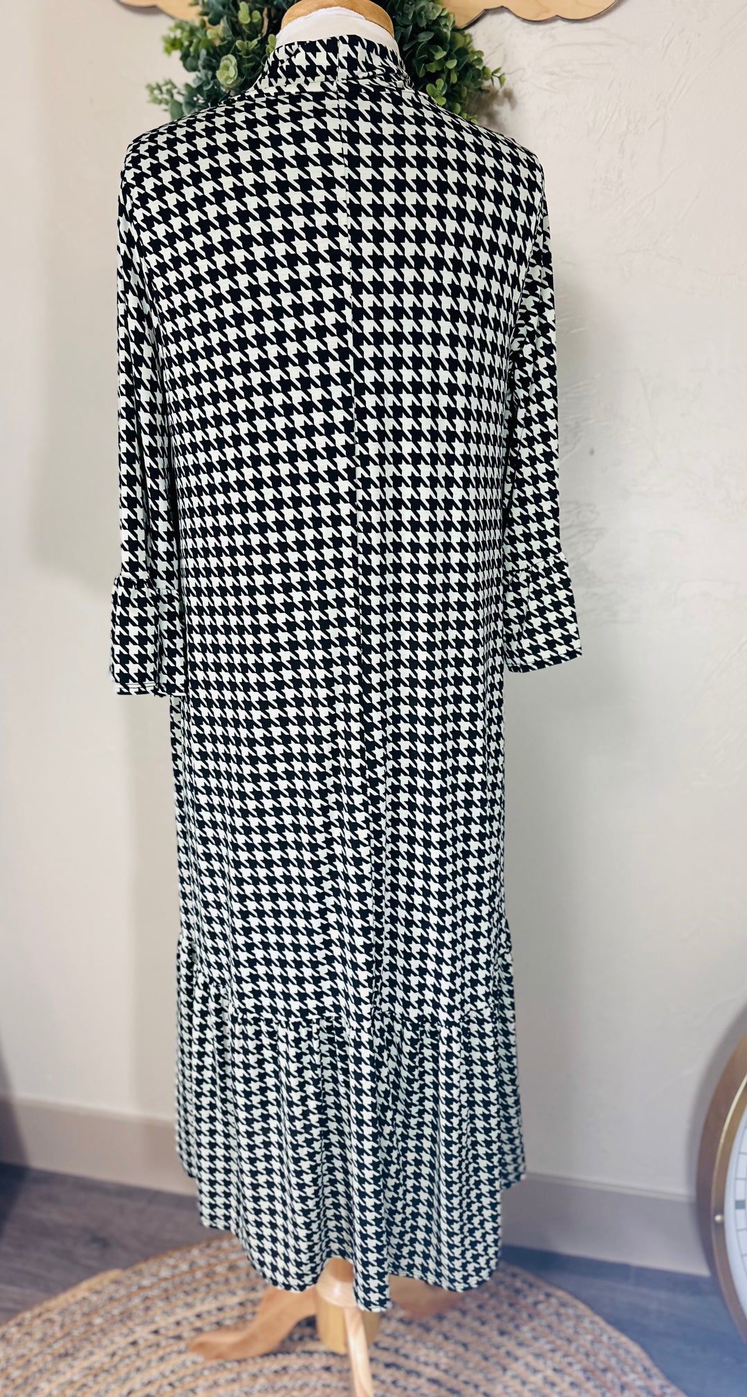 Liza Lou’s Regina Modest Houndstooth Long Dress with Tie