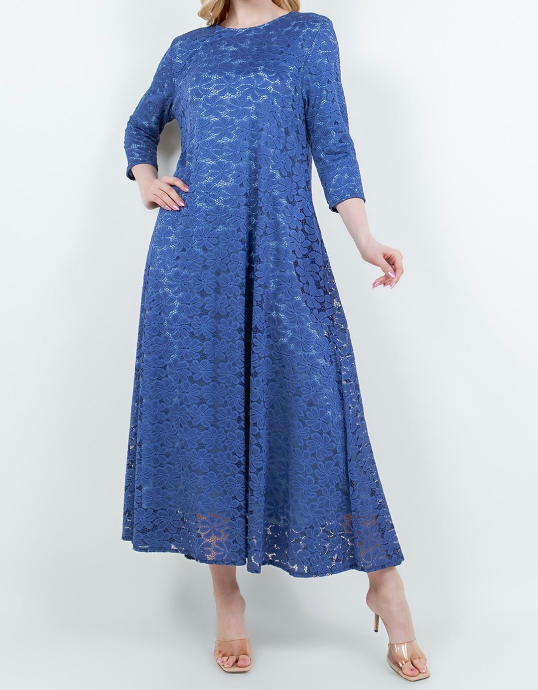 Liza Lou's Fancy Blue Lace Long Dress