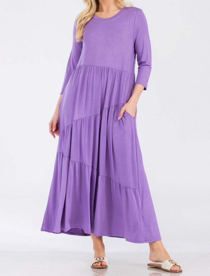 Liza Lou's Purple Lavender Asymmetric Tiered Dress