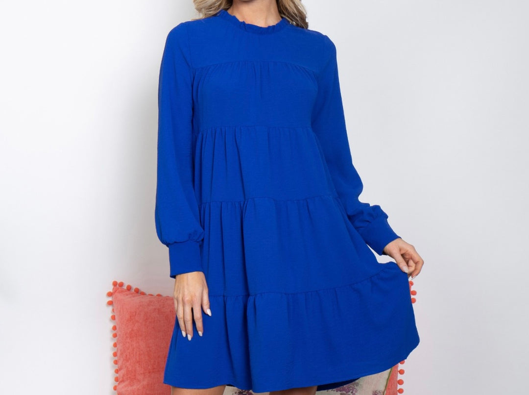 Women's Royal Blue Tunic Tiered Women's Dress Top