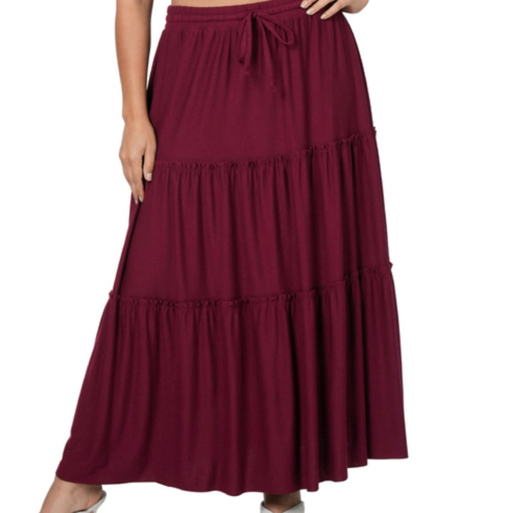 Layla Women's Long Tiered Modest Skirt Plus Size Women's Long Boho Skirt Tiered Women's Long Full Skirt Women's Black Long Skirt