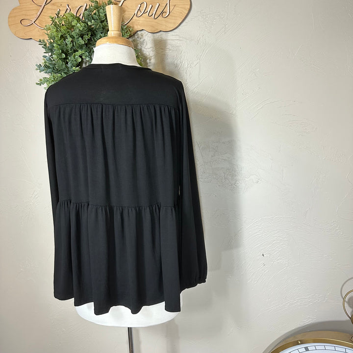 Women's Tiered Black Modest Top