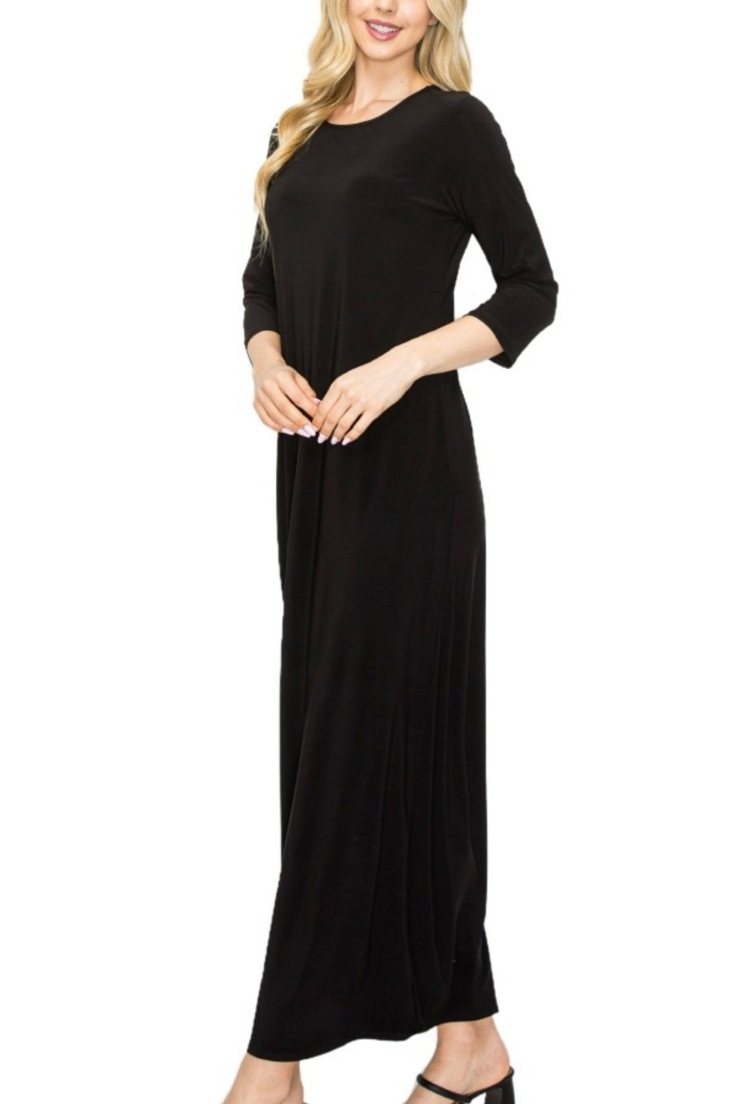 Liza's Long Modest Maxi Layering Dress Black Misses & Plus Sizes Small / Black Liza's Long Modest Maxi Layering Dress Black Misses & Plus Sizes Small / Black