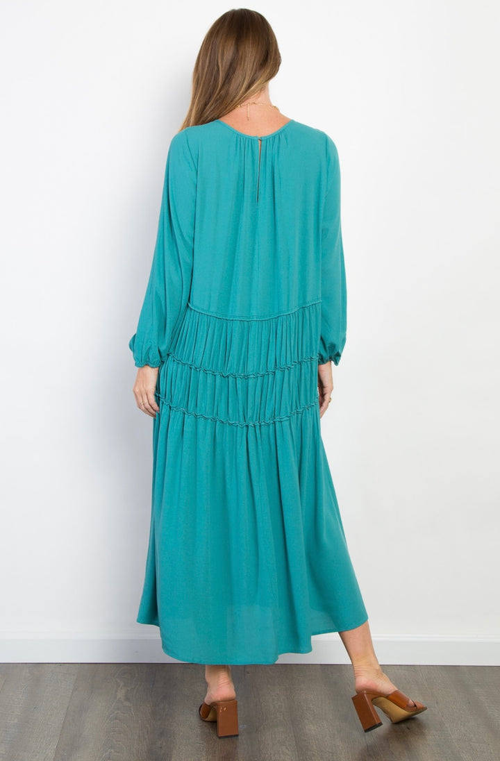 Women's Dusty Blue Dusty Turquoise Long Modest Dress