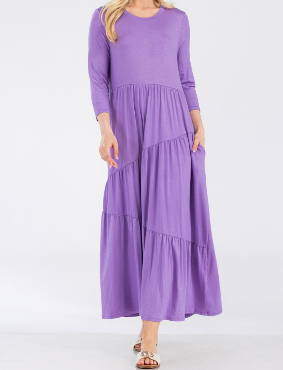 Liza Lou's Purple Lavender Asymmetric Tiered Dress