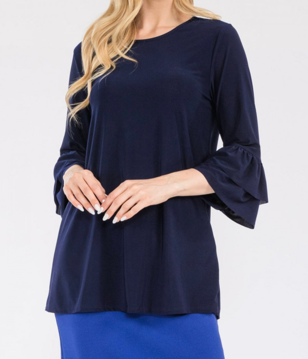 Sonika Solid Layering Modest Tops with Ruffled Non Slip Sleeves