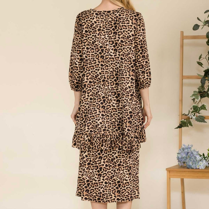 Liza Lou's Jasmine Animal Print Stretchy Hi Low Tunic Top