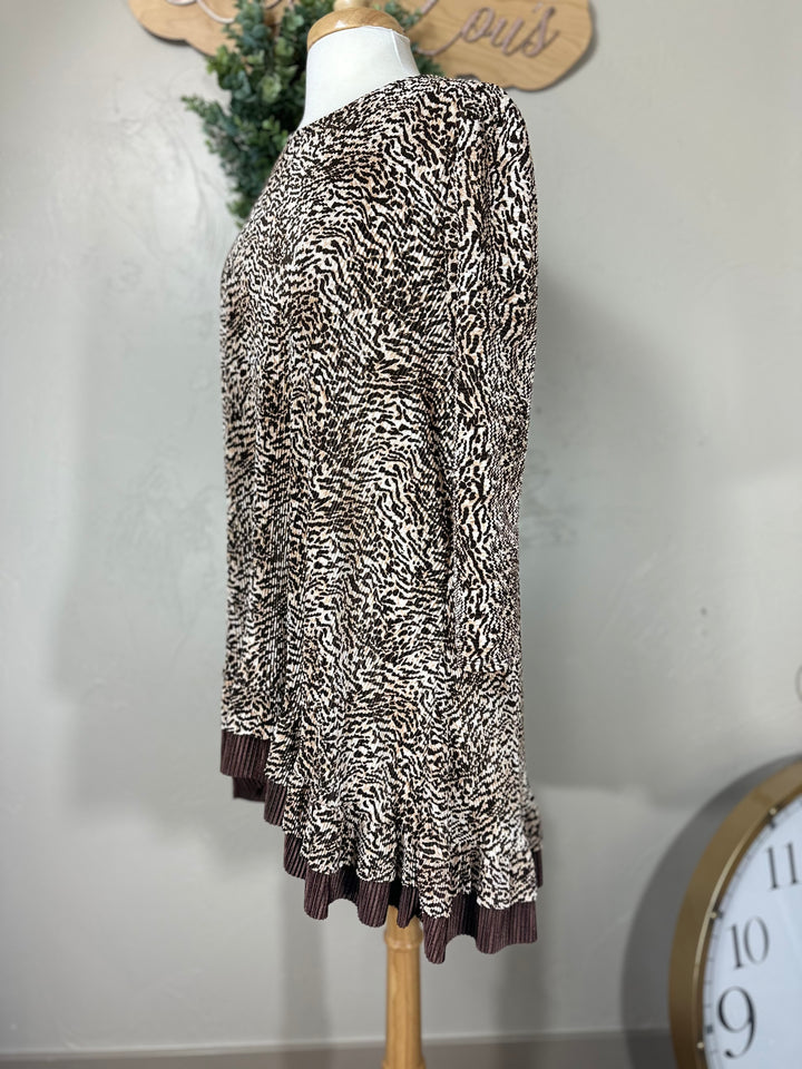 Women's Bodre Textured Animal Print Brown Tunic