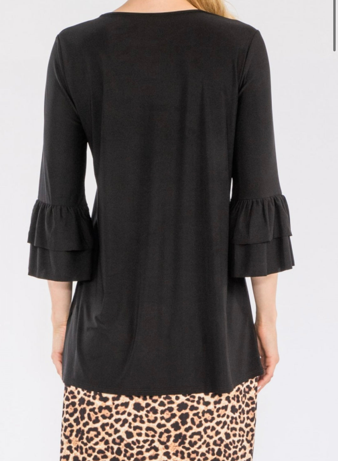 Sonika Solid Layering Modest Tops with Ruffled Non Slip Sleeves