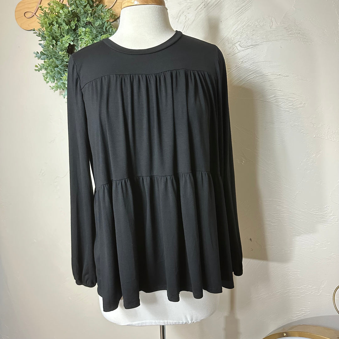 Women's Tiered Black Modest Top