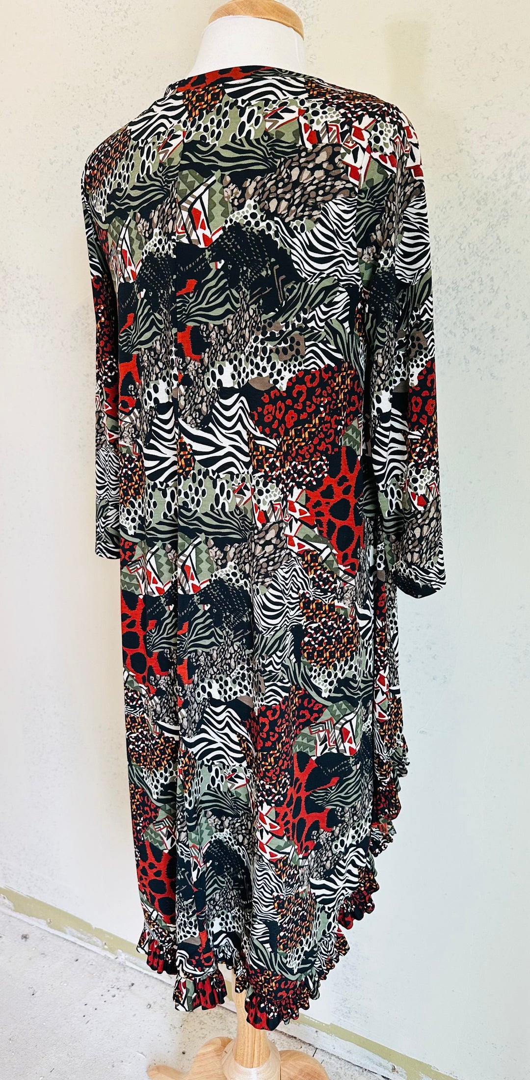 Autumn Breeze High Low Animal Mixed Up Print Tunic Top Hi Low