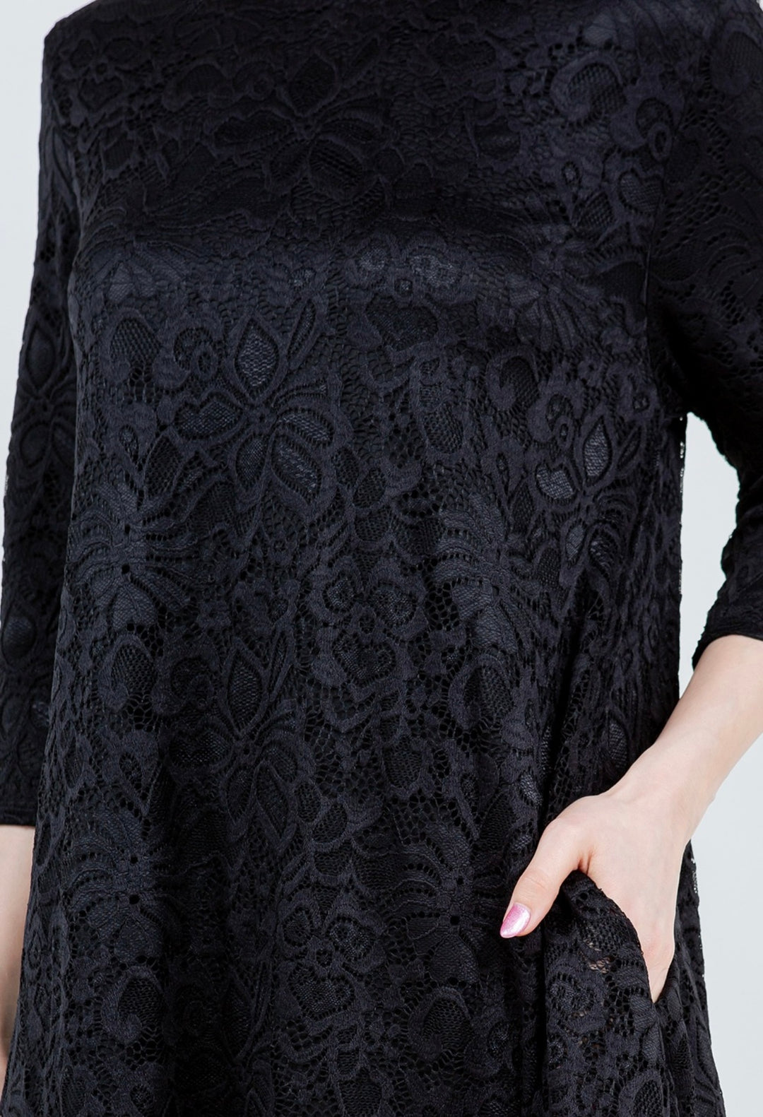 Liza Lou's Fancy Black Lace Long Dress