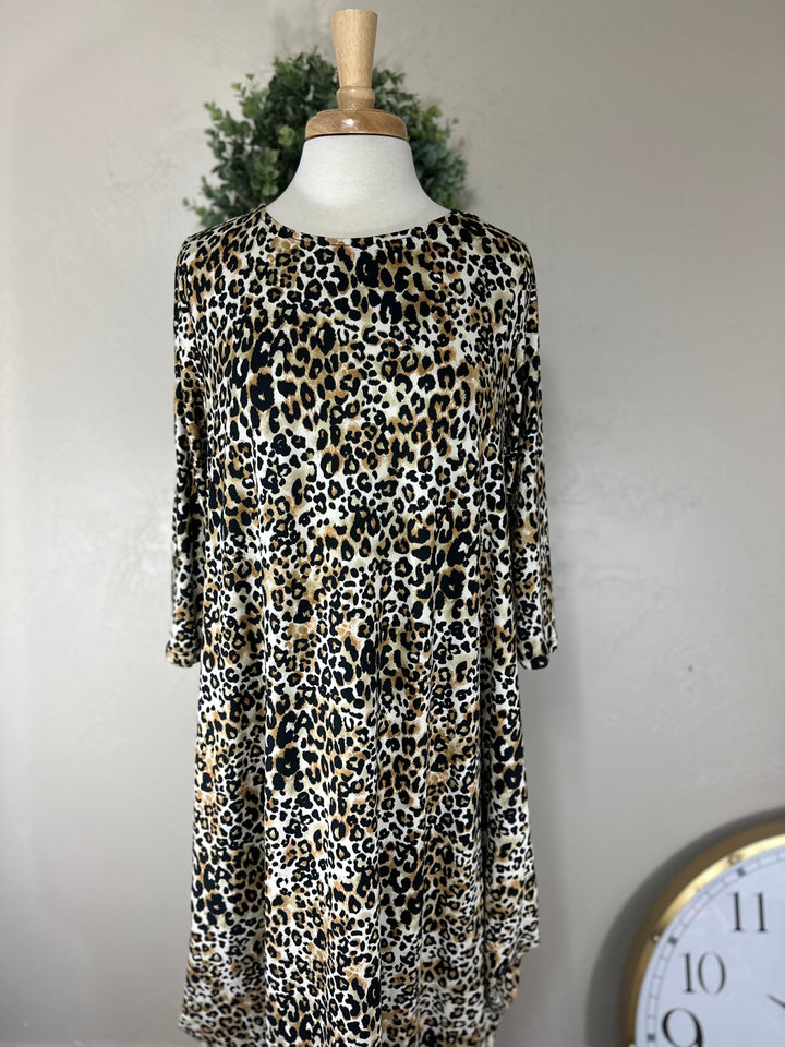 Poliana Animal Print Long Maxi Bubble Modest Dress