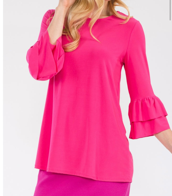 Sonika Solid Layering Modest Tops with Ruffled Non Slip Sleeves