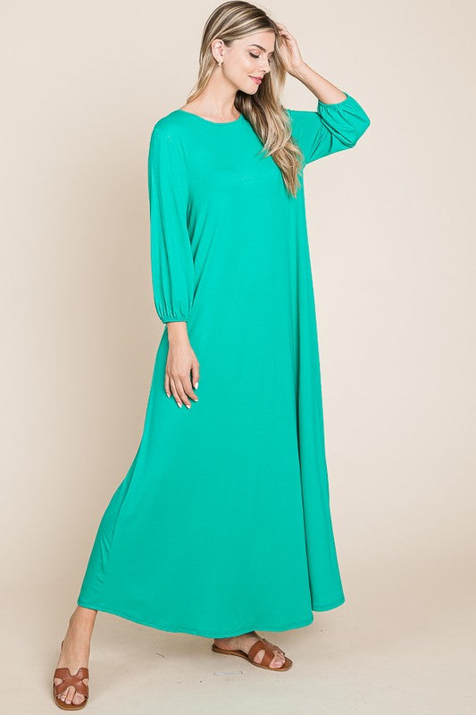 Spring Summer Green Soft Knit Maxi Layering Dress