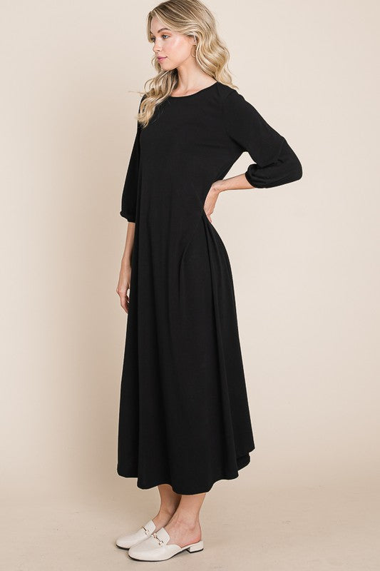 Black Soft Knit Maxi Layering Dress