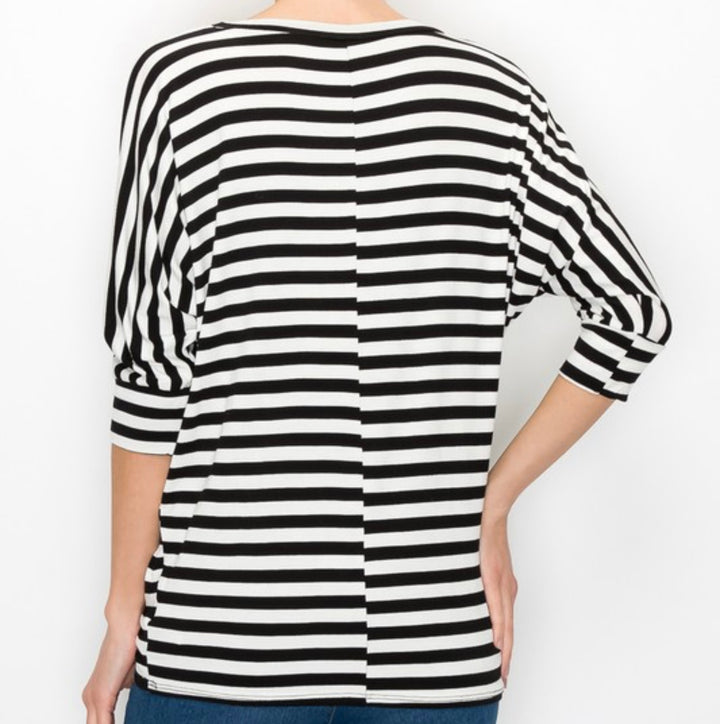Must Have Black Striped Dolman Sleeve Top