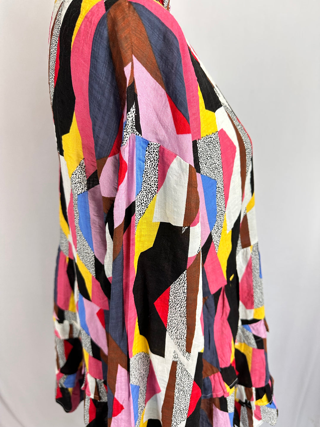 Erin Geometric Colorful Tiered Modest Top